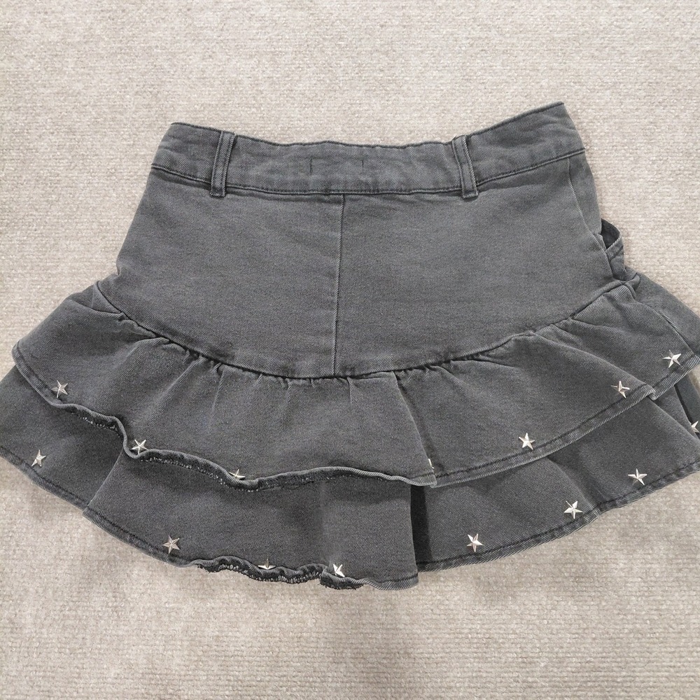 Social Collision Hot Topic Ruffle Star Studed Faded Black Denim Skirt Y2K Sz M - Picture 2 of 9